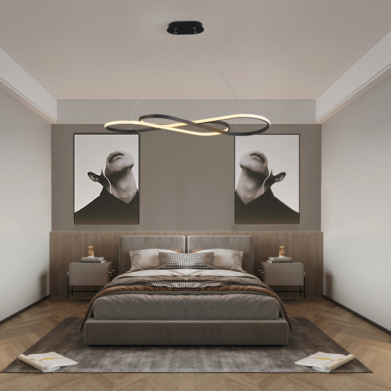 Luminaire suspendu noir au design moderne, hauteur réglable, à intensité variable, 78 W 110 V, 1716 lumens, 3000 K - 6500 K, 95, pour l'éclairage domestique, hauteur en aluminium et noir, température de couleur 6500 K, intérieur