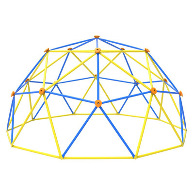 Gardenature 10FT Climbing Dome, Outdoor Jungle Gym for Kids, Geometric Dome Climber Supporting 880 Lbs Anti-Rust Metal Outdoor Play Structure ASTM Approved Blue & Yellow