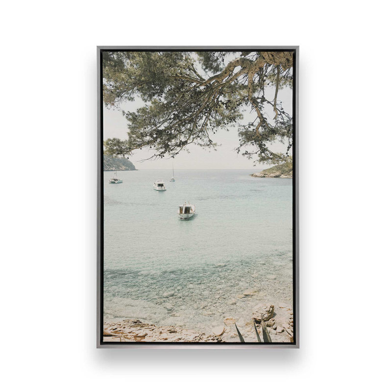 Impression sur toile Peaceful Ocean Cove, H 12,75 po x l 8,75 po x P 1,75 po, Cadre flottant en chrome poli