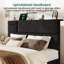 Lit plateforme King Size avec tête de lit ajustable et tiroirs de rangement, noir-136845444-136845442