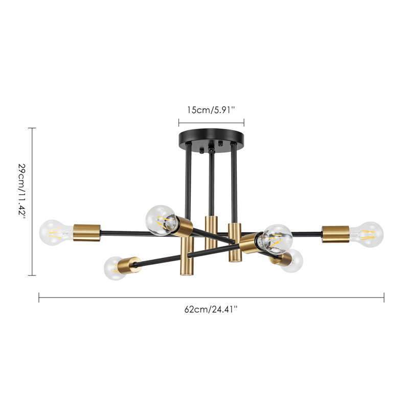 Leopardus 6-Light 62cm Sputnik Semi Flush Mount