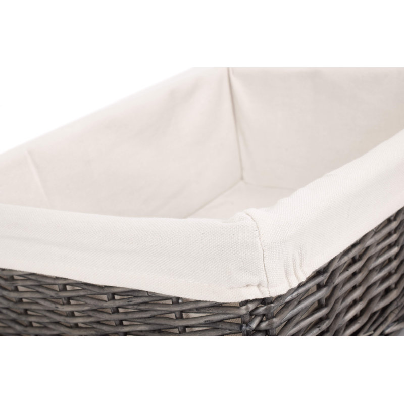 Wicker Lined Storage Tray Basket, 14cm H x 41cm W x 30cm D