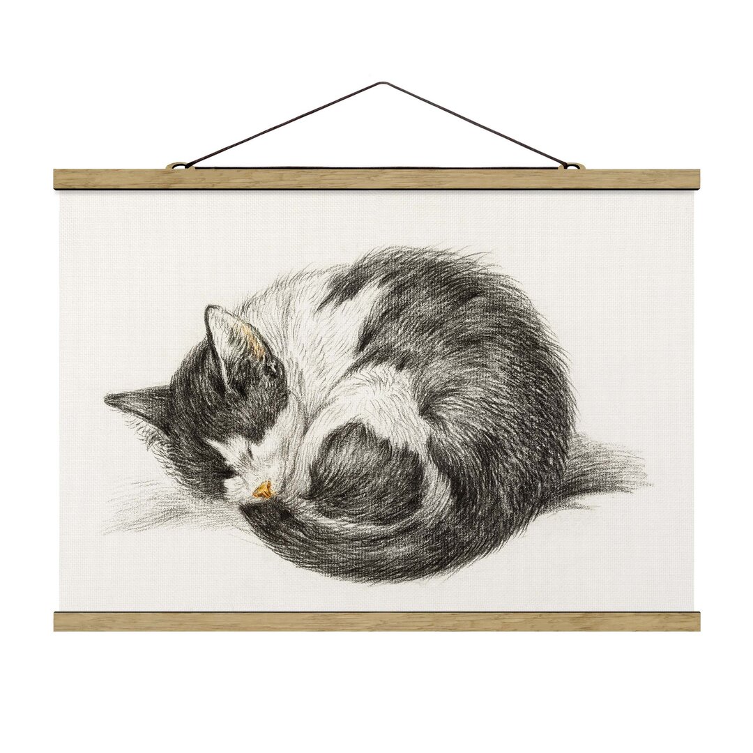 Stoffbild Vintage Drawing Cat II