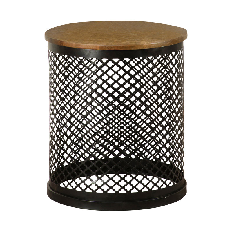 Table d'appoint ronde Chervil avec base cylindrique, Brun