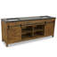 84 po Meuble-lavabo double de style campagnard en bois naturel avec plateau en marbre noir assemblé