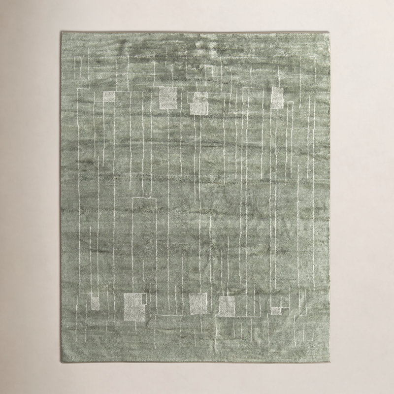 Agape Modern Abstract Green Area Rug, Rectangle 2' x 3'