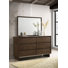 Commode 6 tiroirs et miroir brun chaud