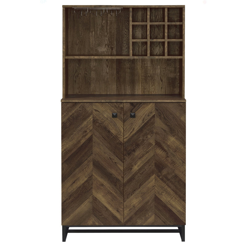 Harlie Rustic Oak 2-Doors Wine Cabinet