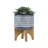 CERAMIC AZTEC PLANTER ON WOODEN STAND, GRAY-781218279