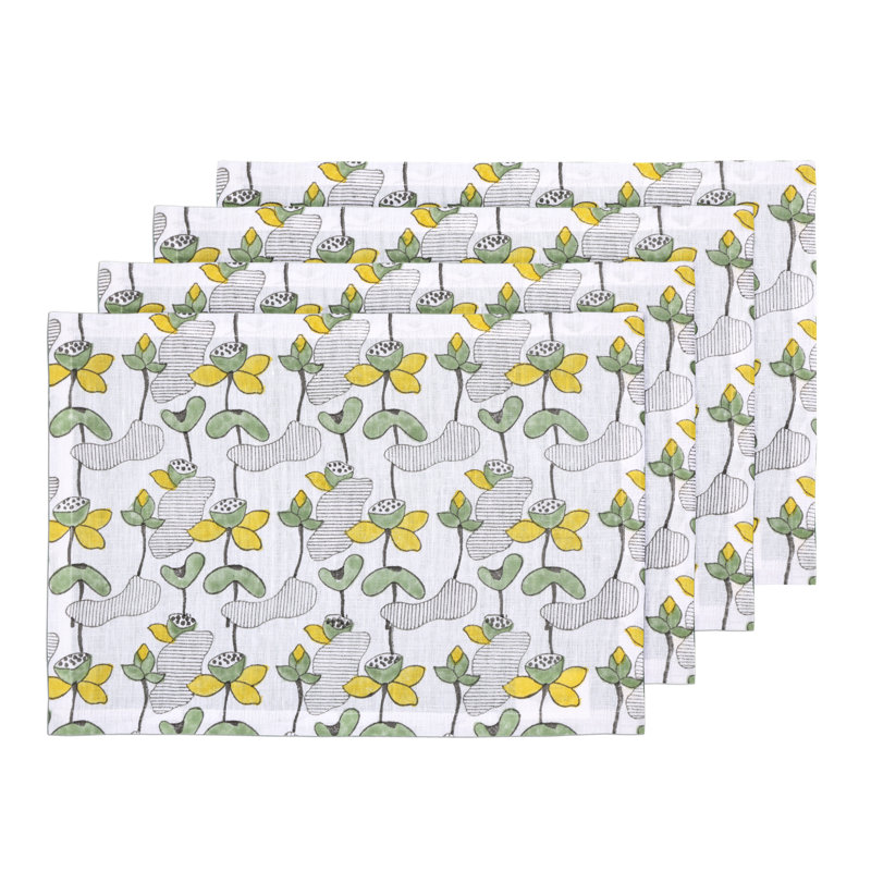 Lotus Pond Table Placemat 14x20 Inch, Yellow