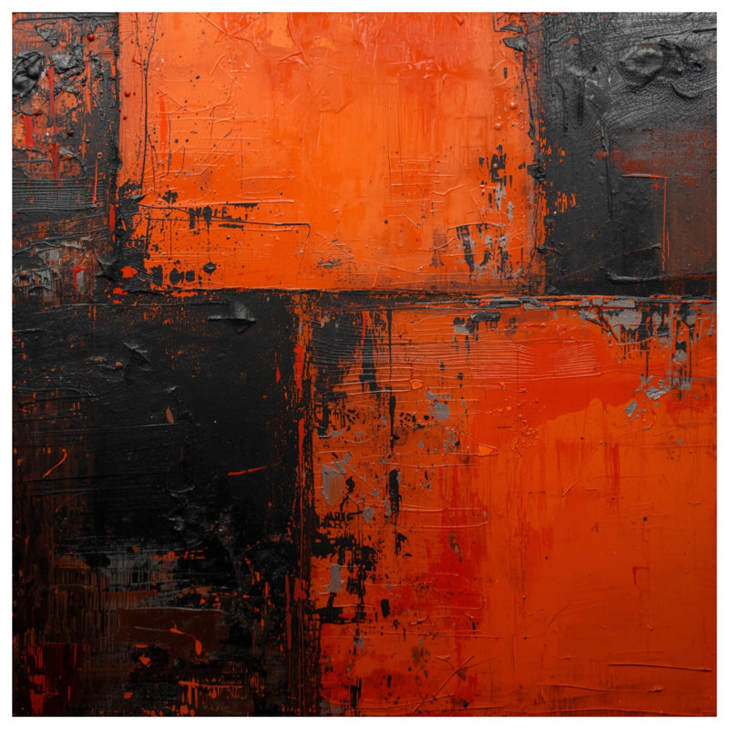 Tapis de bain abstrait orange et noir, L 34 po x L 21 po