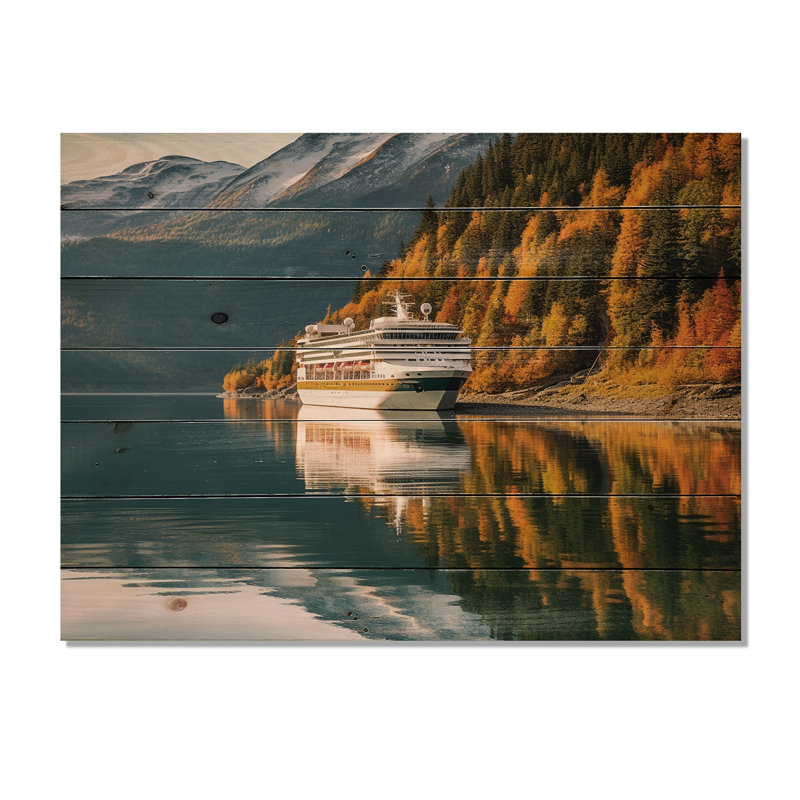 Croisière à couper le souffle en Alaska sur bois, H 10 po x l 20 po x P 0,78 po