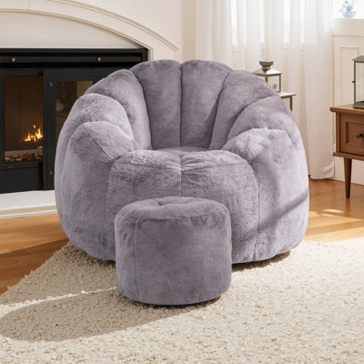 Bean Bag Chairs With Ottoman For Adults Comfy Beanbag Giant Bean Bag Chair With Spacious Design Bean Bag Couch With Armrest Large Bean Bag Chair With by Trule