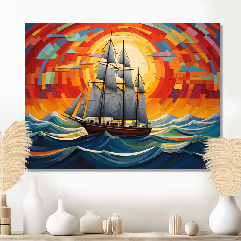 Allix - Bateau, art mural, salon, H 24 po x l 32 po x P 1 po, Toile tendue