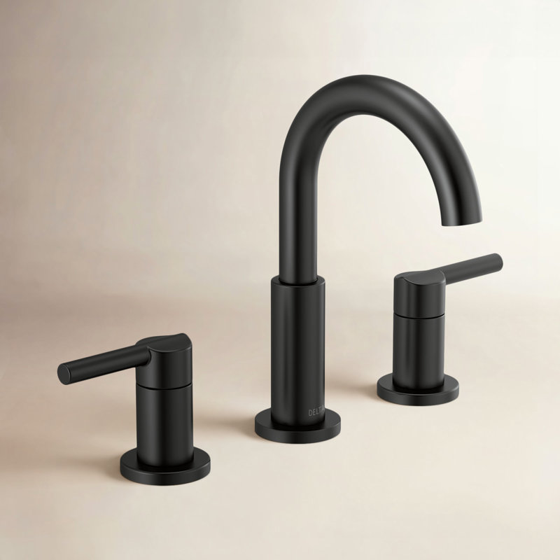 Robinet pour salle de bain à 3 trous, 8 pouces Nicoli, Noir mat