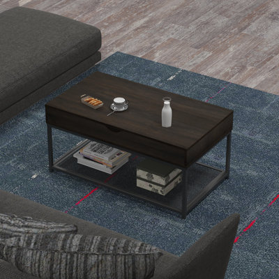 Lift Top Coffee Table 39"" With Storage Rustic Shelf Industrial For Living Room(Acorn) -  17 Stories, CE849CE8401F4241B694318593BB831D
