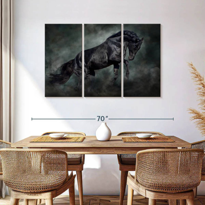 Brampt Prancing Black Horse, 36" H x 57" W