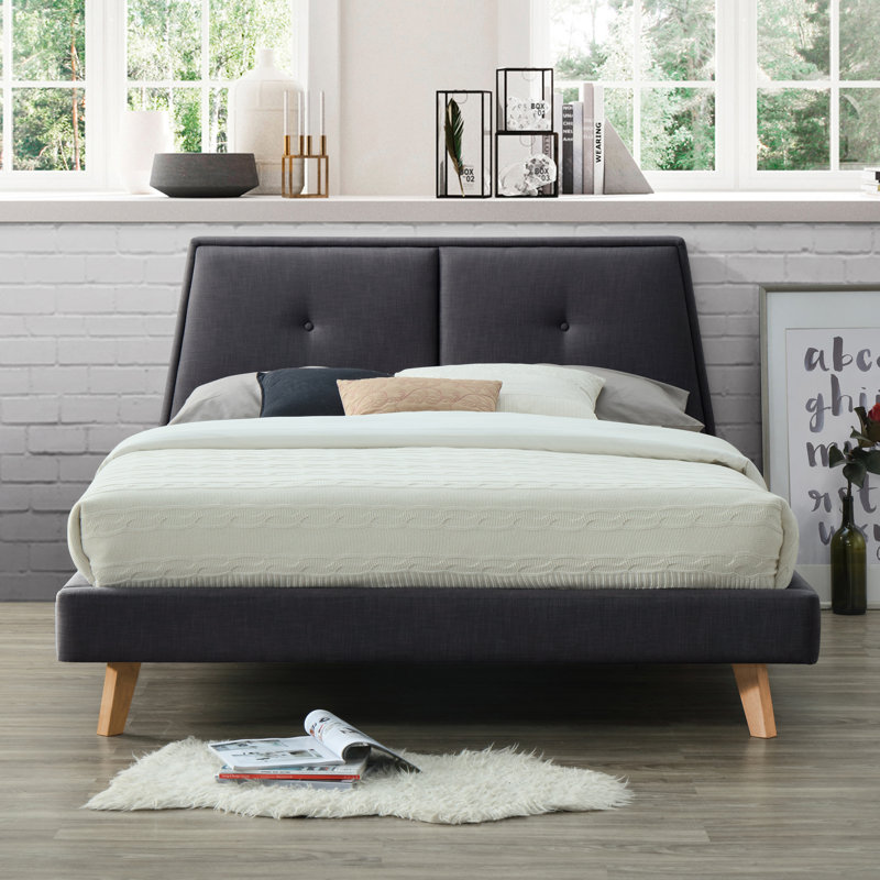 Gaillard Upholstered Platform Bed, Dark Gray