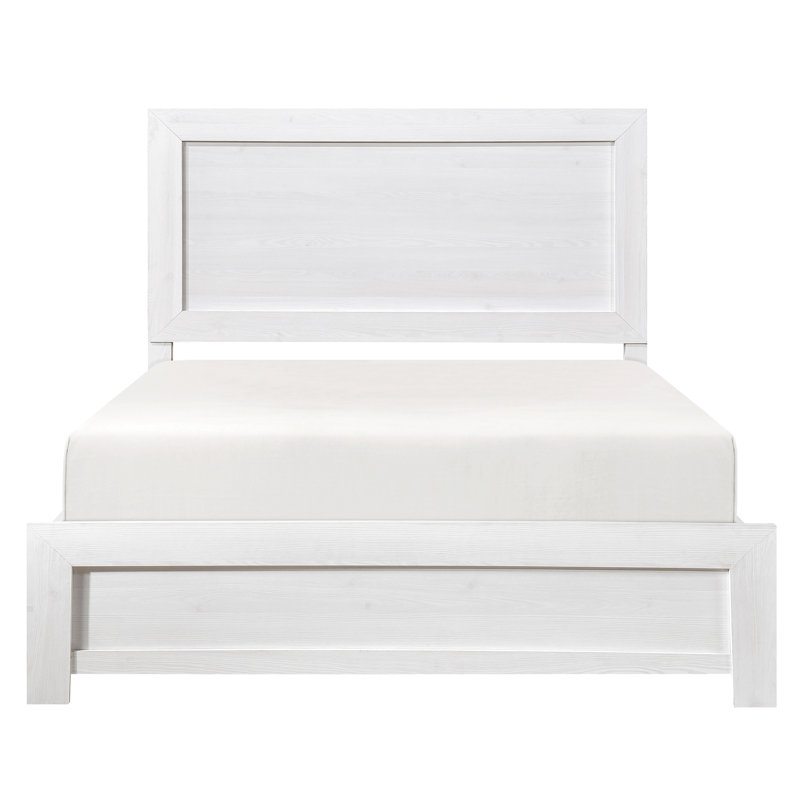 Lit pour grand lit avec finition blanche et matériaux en bois, tête de lit, rails, fini, fait de, Blanc, Grand lit