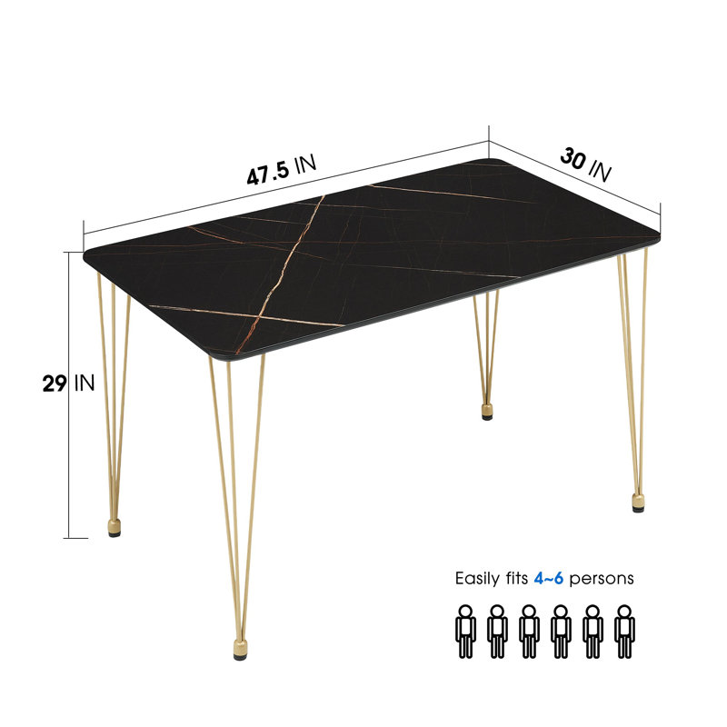Table de salle à manger rectangulaire en marbre L 47,5 po x l 30 po Mallee