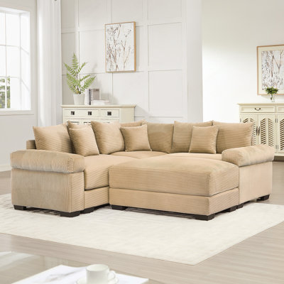 Canapé modulaire surdimensionné surdimensionné en nuage, canapé modulaire convertible avec accoudoirs très larges à assise profonde, 10 coussins décoratifs en velours côtelé de qualité supérieure, conception ergonomique, assemblage facile, pour les salons, chameau