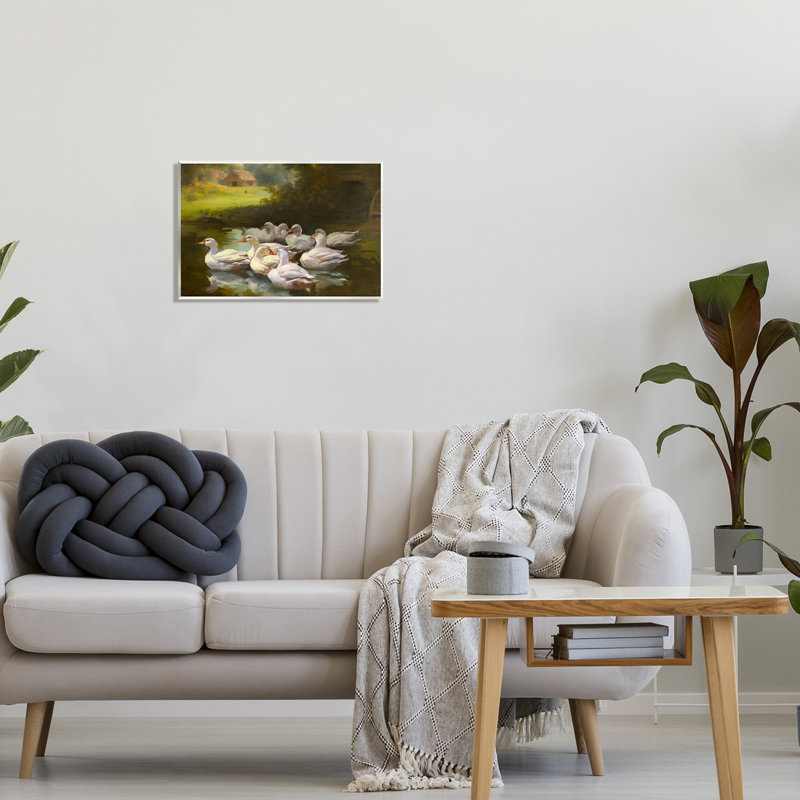 Az-069 - «Country Ducks in Pond on Canvas» par Ziwei Li, H 13 po x l 19 po x P 0,5 po