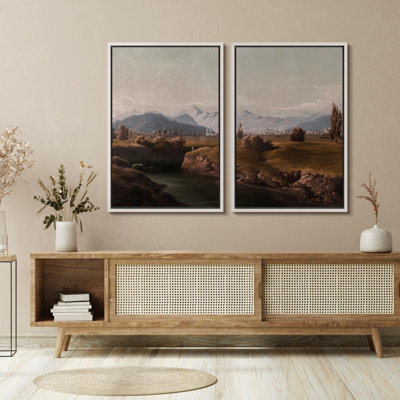 Rustic Countryside " Serene Valley Peaceful Landscape " 2 - Pieces