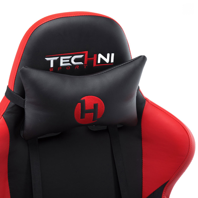 Red and Black Ergonomic PU Leather Gaming Chair with Lumbar Support