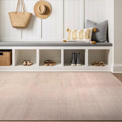 Tapis crème antidérapant Linear Block