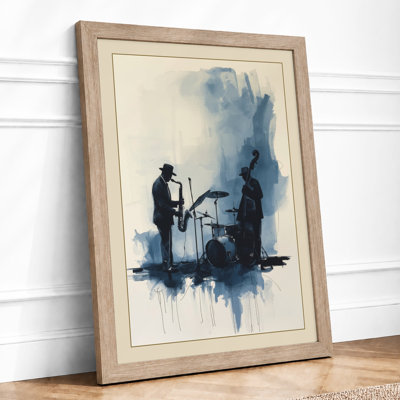 Musicians in Blue Modern - Framed Print