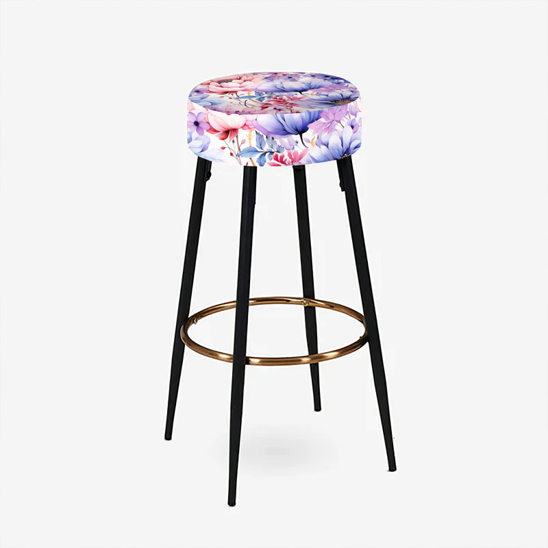 Ensemble de 2 tabourets de bar roses et mauves