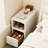 Solid Wood Nightstand, 10 Inch Narrow White Nightstand with Drawers, Mid Century Modern Small Bedside Table with Open Storage Shelf for Bedroom-922005628-924598016-938244909