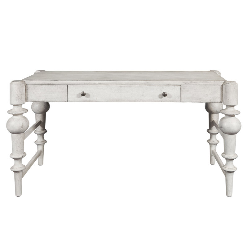 Dove Gray Farmhouse Wood Writing Desk with Drawer
