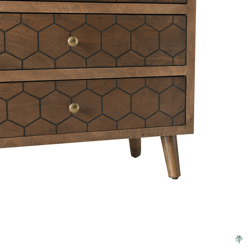 Handcrafted Accent Drawer With Abstract Carvings