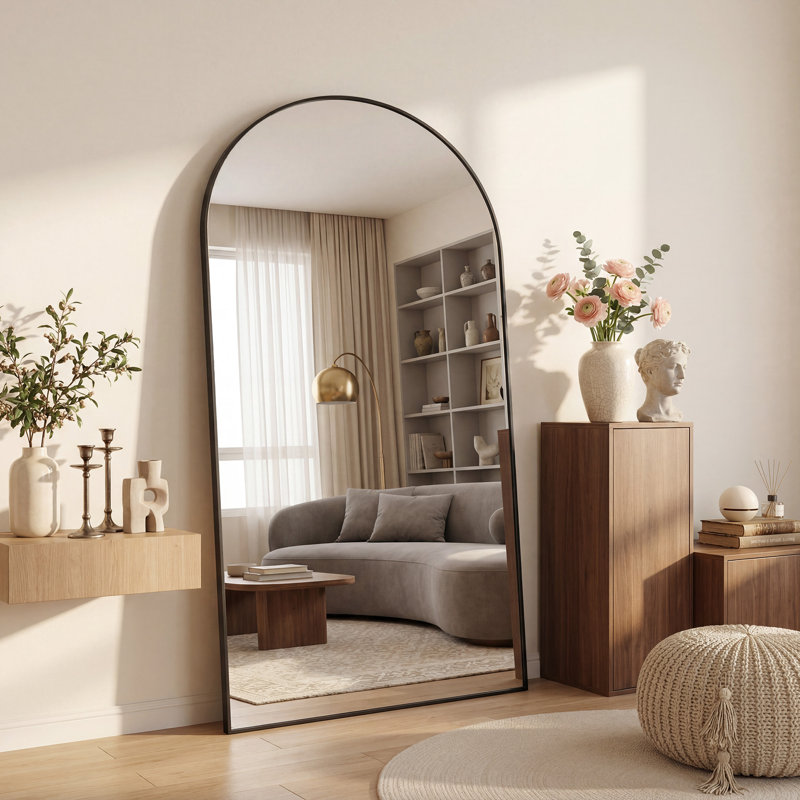 Miroir de plancher Leeron, 70,9 po x 31,5 po, Noir