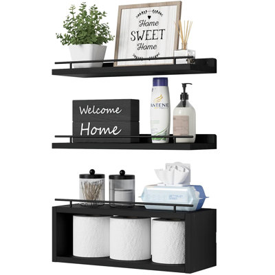 Floating Shelves, 3 Pcs, Black