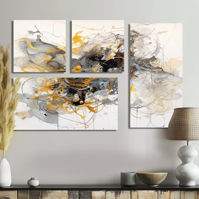 Symphonie de marbre jaune jaune I - art mural moderne 4 pièces