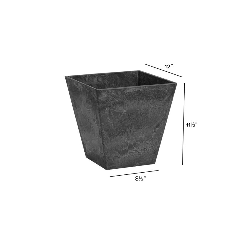 Alaunah Pot Planter, Black, 12" H x 11.75" W x 11.75" D