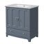 Meuble-lavabo 30 po avec lavabo en céramique, tablette réglable, armoire en bois massif-664409364