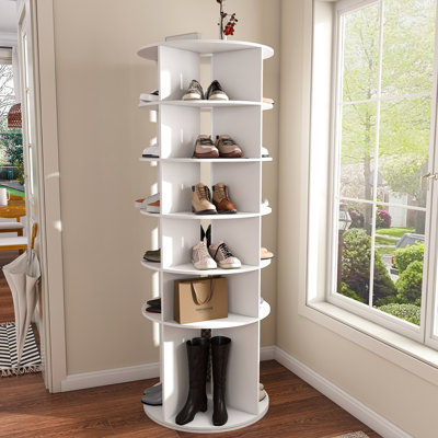 6 étagères à chaussures pour la maison - organisateur rotatif, 24 paires, présentoir pivotant blanc 360 °