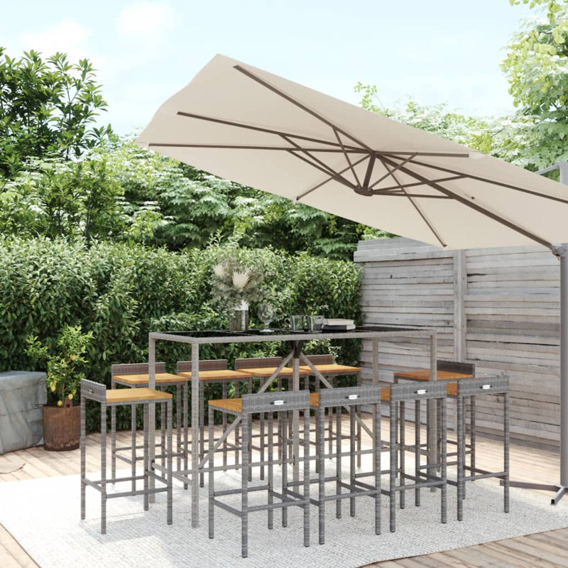 Aaniah 40cm Solid Wood Bar Set, Grey