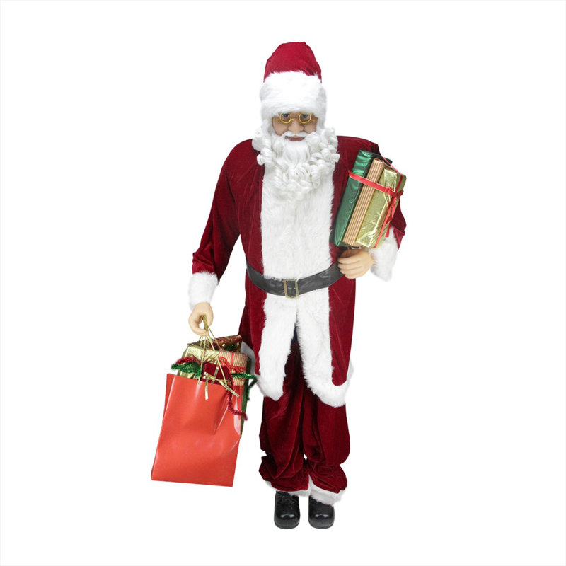 Figurine de père Noël 72 "rouge et blanc avec sacs à provisions 72"