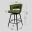 Tabouret de bar pivotant en lin de 2 personnes avec pieds noirs, structure et dossier confortable pour la cuisine, le salon et le coin bureau