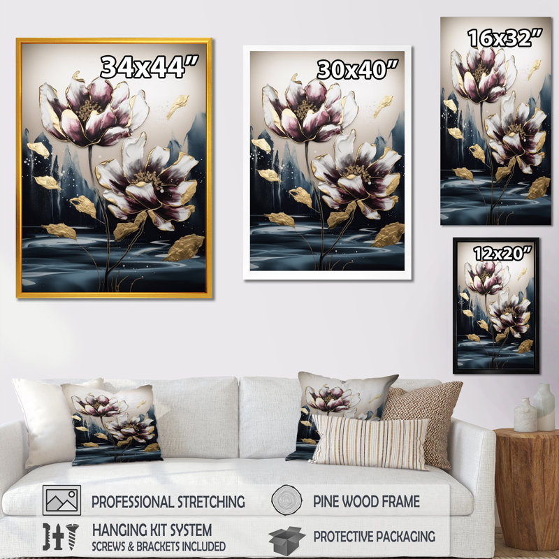 Tapisserie mauve mauve I - impression, Cadre photo noir, H 20 po x l 12 po x P 1 po
