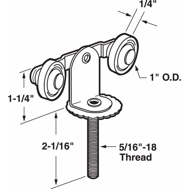 Rouleaux tandem plats en nylon 3 po Prime-Line