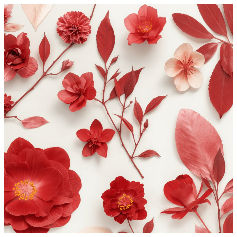 Couvertures d'arrangement floral rouges, L 50 po x H 60 po
