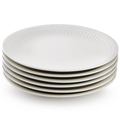  Ensemble de 6 assiettes en grès blanc Hansel, service pour 6