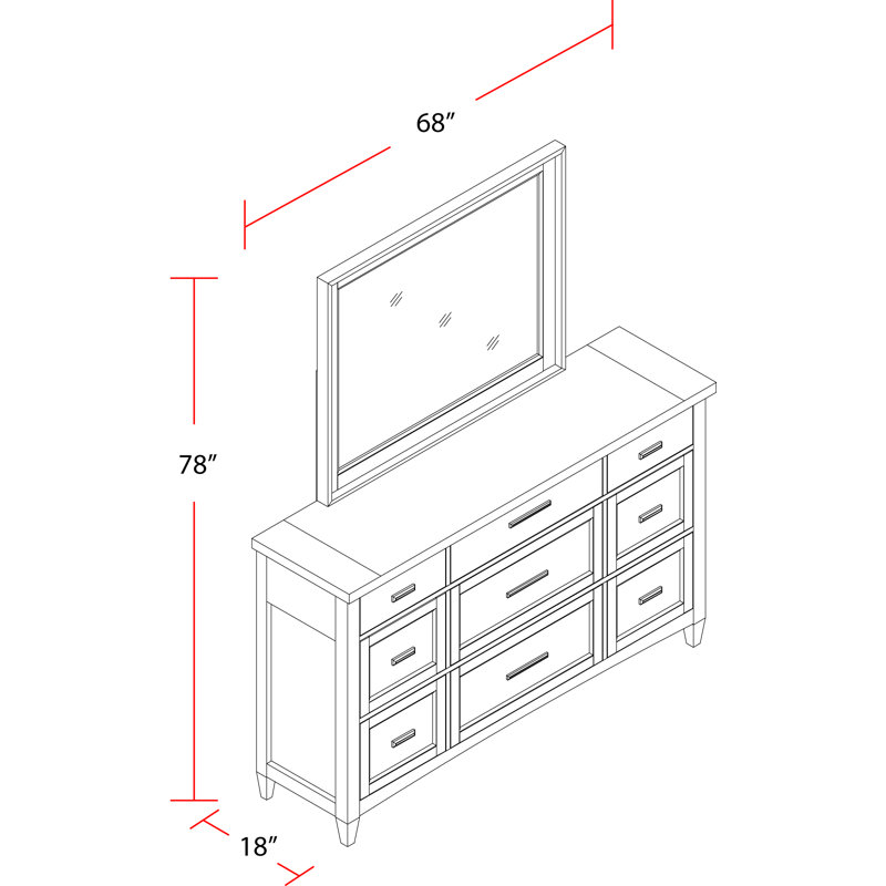 Bankhead 9 Drawer Dresser with Mirror