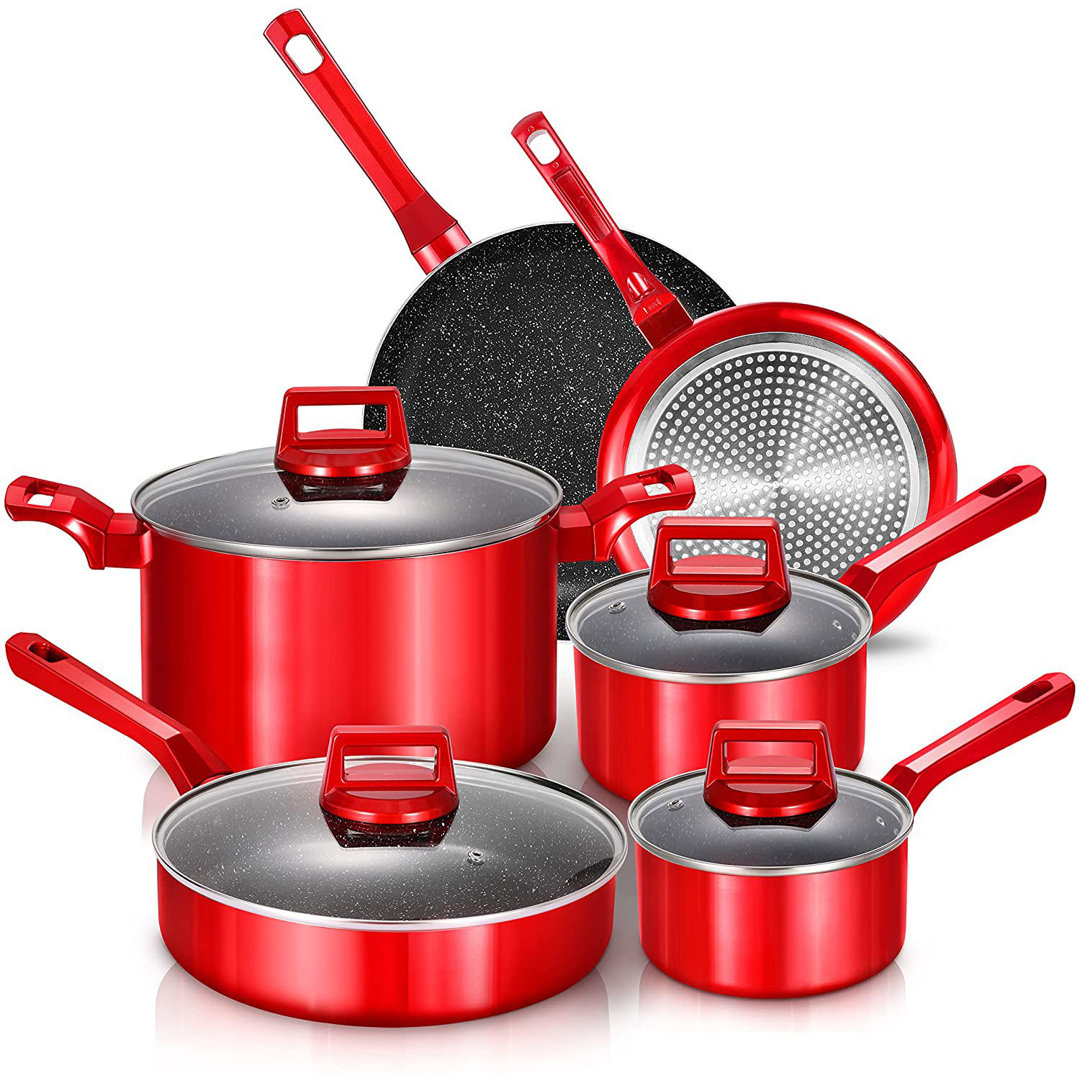 KUTIME 10 Pieces Aluminum Non Stick Cookware Set KUTIME