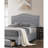 Modern Twin Size Bed With Burlap Headboard And Hidden Storage Drawer In Grey Contemporary Fabric Upholstered